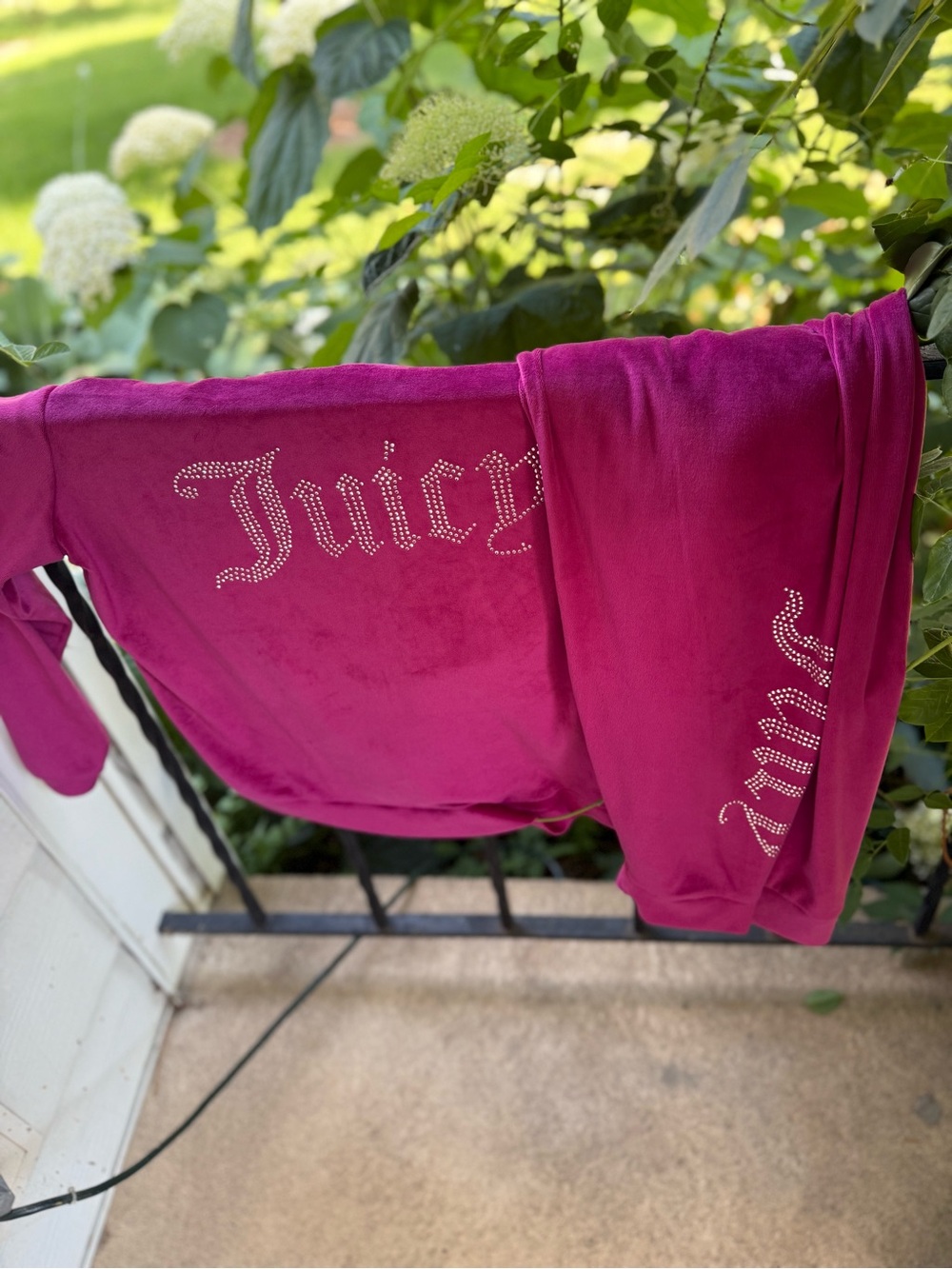 Juicy Couture Hot Pink Velour Rhinestone Logo Track Set